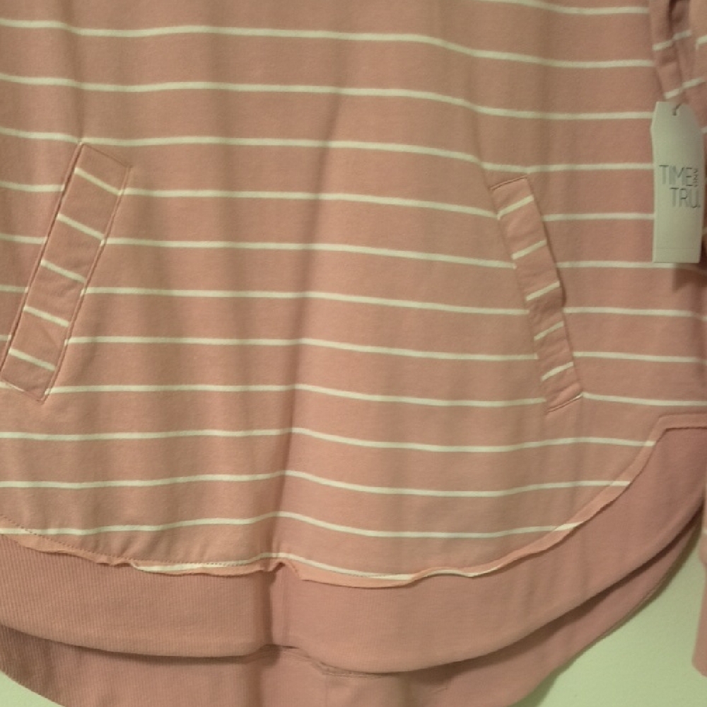 Time and Tru Women's Pink and White Striped Hoodie - Picture 5 of 6